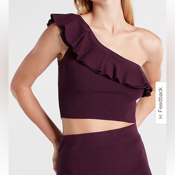 Body Contour Ruffle One Shoulder Cropped Sweater Tank — BLACK SIZE SMALL — NWT - Picture 5 of 8